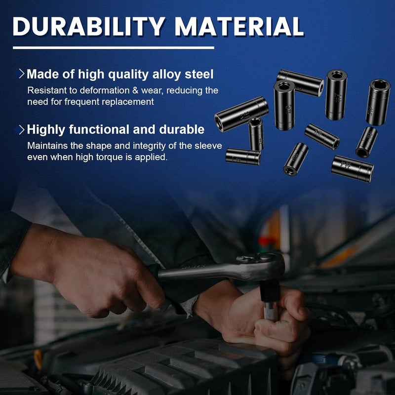 DikTalk 70700 Tap Socket Set, 11-Piece 1/4" & 3/8" Drive Taps Sockets Adapter for Metric & Standard Taps, Compatible with 1/2" and 1/8" NPT, Includes Non-M.C.T.I. Standard Tap - Image 5